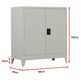 Two-Door Metal Short Cabinet Shelf Storage for Home Office Gym - Extra Image