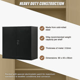 Two-Door Metal Short Cabinet Shelf Storage for Home Office Gym - Extra Image
