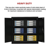 Two-Door Metal Short Cabinet Shelf Storage for Home Office Gym - Extra Image