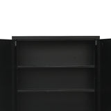 Two-Door Metal Short Cabinet Shelf Storage for Home Office Gym - Close-Up Angle