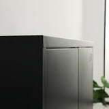 Two-Door Metal Short Cabinet Shelf Storage for Home Office Gym - Extra Image