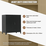 Two-Door Metal Short Cabinet Shelf Storage for Home Office Gym - Extra Image