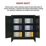 Two-Door Metal Short Cabinet Shelf Storage for Home Office Gym - Extra Image