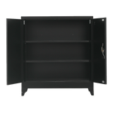 Two-Door Metal Short Cabinet Shelf Storage for Home Office Gym - 45-Degree Angle