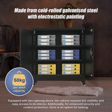 Two-Door Metal Short Cabinet Shelf Storage for Home Office Gym - Rear View