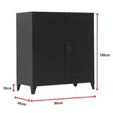 Two-Door Metal Short Cabinet Shelf Storage for Home Office Gym - Extra Image