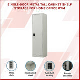 Single-Door Metal Tall Cabinet Shelf Storage for Home Office Gym - Side View