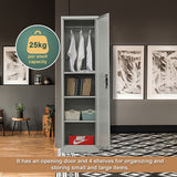 Single-Door Metal Tall Cabinet Shelf Storage for Home Office Gym - Rear View