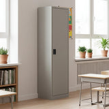 Single-Door Metal Tall Cabinet Shelf Storage for Home Office Gym