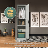Single-Door Metal Tall Cabinet Shelf Storage for Home Office Gym - Rear View