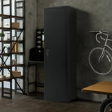 Single-Door Metal Tall Cabinet Shelf Storage for Home Office Gym - Front View