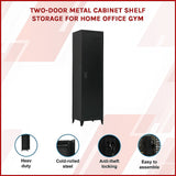 Single-Door Metal Tall Cabinet Shelf Storage for Home Office Gym - Front View