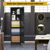 Single-Door Metal Tall Cabinet Shelf Storage for Home Office Gym - Rear View