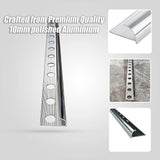 10 x Tile Trim Heavy Duty Round Edge Aluminium 10mm - Low Angle