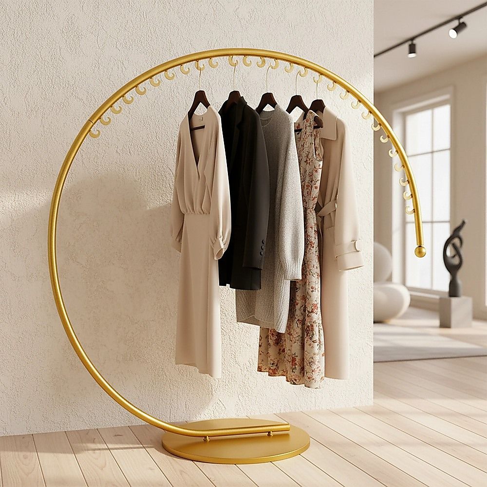 Commercial Clothing Floor-Standing Hanger High Capacity Curved Clothes Bar Storage Rack 160cm