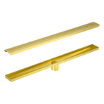 800mm Bathroom Shower Brushed Brass Grate Drain w/ Centre outlet Floor Waste