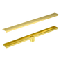 800mm Bathroom Shower Brushed Brass Grate Drain w/ Centre outlet Floor Waste