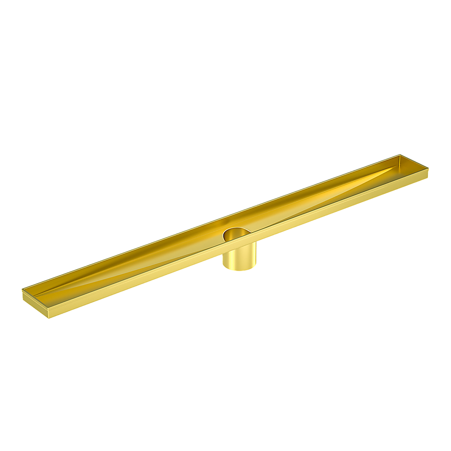 800mm Bathroom Shower Brushed Brass Grate Drain w/ Centre outlet Floor Waste, image 5