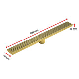 800mm Bathroom Shower Brushed Brass Grate Drain w/ Centre outlet Floor Waste - Extra Image