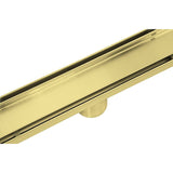 800mm Tile Insert Shower Bathroom Brushed Brass Grate Drain w/ Centre outlet Floor Waste - Rear View