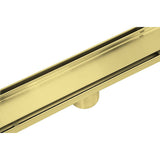 1000mm Tile Insert Bathroom Shower Brushed Brass Grate Drain w/Centre outlet Floor Waste - Rear View