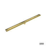 1000mm Tile Insert Bathroom Shower Brushed Brass Grate Drain w/Centre outlet Floor Waste - Close-Up Angle
