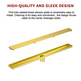 1000mm Tile Insert Bathroom Shower Brushed Brass Grate Drain w/Centre outlet Floor Waste - Extra Image