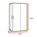 Adjustable 900x1200mm Double Sliding Door Glass Shower Screen in Gold - Close-Up Angle