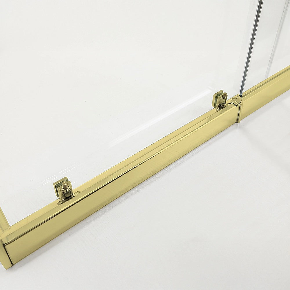 Adjustable 1000x1000mm Double Sliding Door Glass Shower Screen in Gold