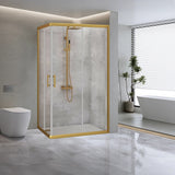 Adjustable 1000x1200mm Double Sliding Door Glass Shower Screen in Gold - Front View