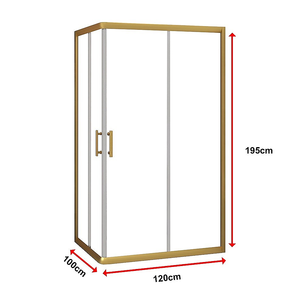 Adjustable 1000x1200mm Double Sliding Door Glass Shower Screen in Gold
