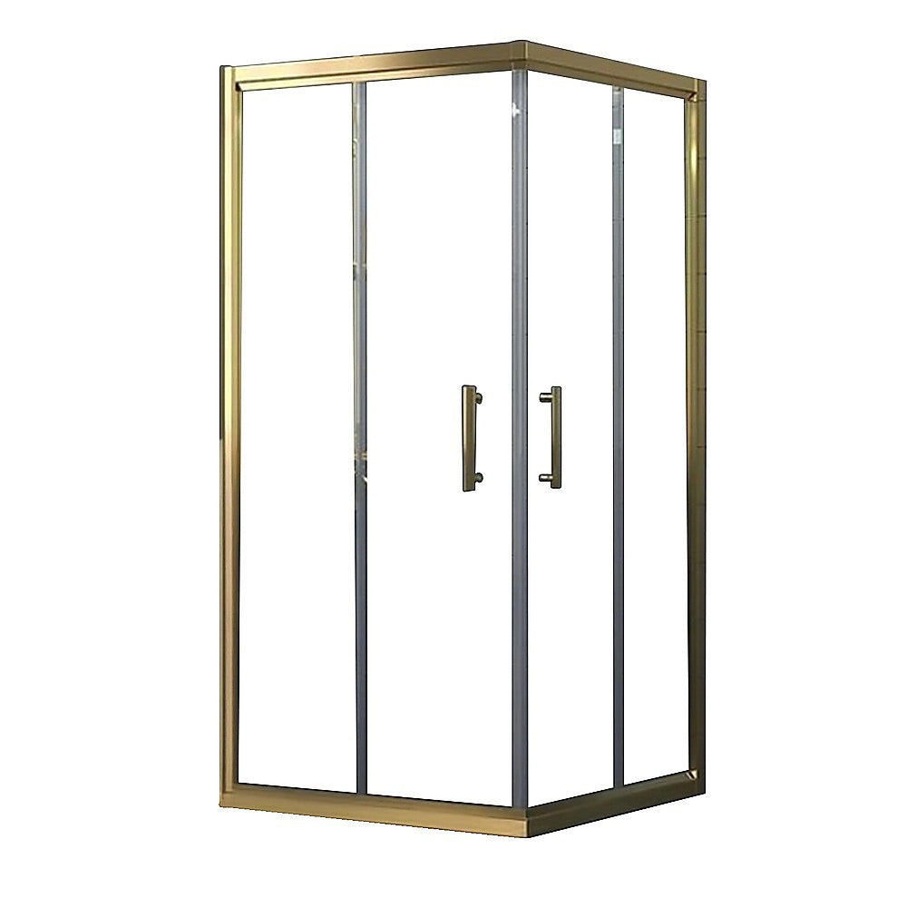 Adjustable 1100x900mm Double Sliding Door Glass Shower Screen in Gold