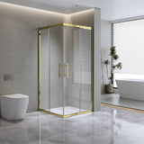 Adjustable 1100x1000mm Double Sliding Door Glass Shower Screen in Gold