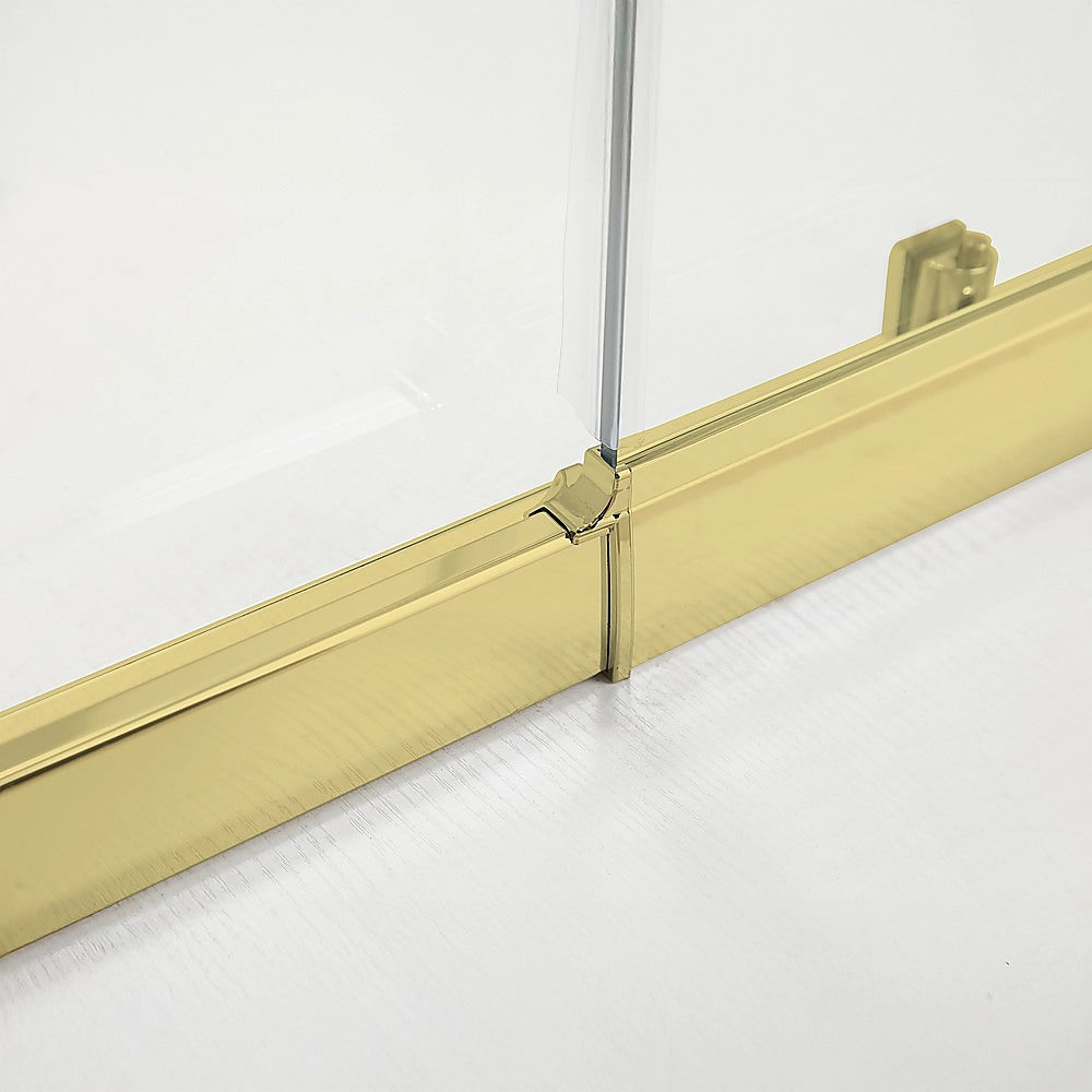 Adjustable 1100x1200mm Double Sliding Door Glass Shower Screen in Gold
