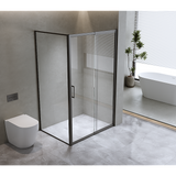 150mm Adjustable (1850x800mm) Single Door Corner Sliding Glass Shower Screen in Black