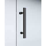 Adjustable 1500x800mm Single Door Corner Sliding Glass Shower Screen in Black - Front View