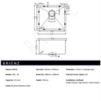 510x450mm Handmade Stainless Steel Undermount / Topmount Kitchen Laundry Sink with Waste