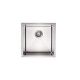 450x450mm Handmade Stainless Steel Undermount / Topmount Kitchen Laundry Sink with Waste - Top-Down View