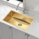 700x450mm Handmade Stainless Steel Undermount / Topmount Kitchen Laundry Sink with Waste - Front View