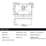 700x450mm Handmade Stainless Steel Undermount / Topmount Kitchen Laundry Sink with Waste