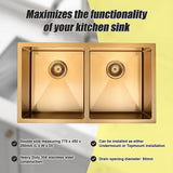 775x450mm Handmade Stainless Steel Undermount / Topmount Kitchen Laundry Sink with Waste - Close-Up Angle