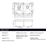 775x450mm Handmade Stainless Steel Undermount / Topmount Kitchen Laundry Sink with Waste