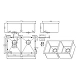 775x450mm Handmade Stainless Steel Undermount / Topmount Kitchen Laundry Sink with Waste - Front View