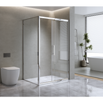 150mm Adjustable (2000x1010mm) Single Door Corner Sliding Glass Shower Screen in Chrome, image 3