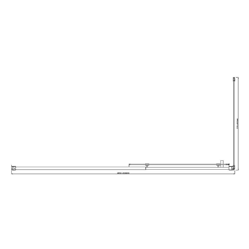 150mm Adjustable (2000x800mm) Single Door Corner Sliding Glass Shower Screen in Black