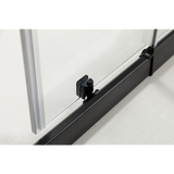150mm Adjustable (2000x1010mm) Single Door Corner Sliding Glass Shower Screen in Black - 45-Degree Angle