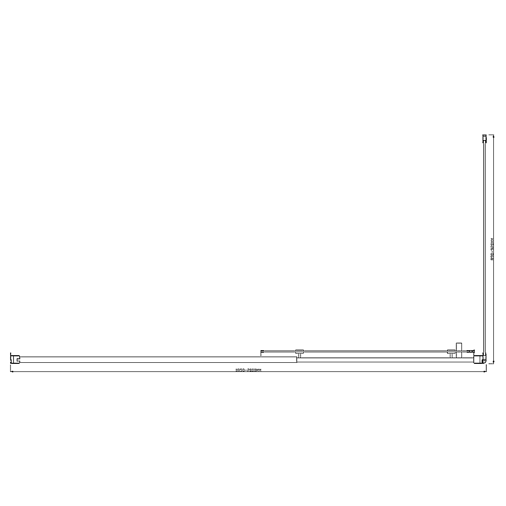 150mm Adjustable (2000x800mm) Single Door Corner Sliding Glass Shower Screen in Black