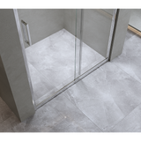 140-150cm Adjustable Wall to Wall Sliding Glass Shower Door in Chrome - Top-Down View