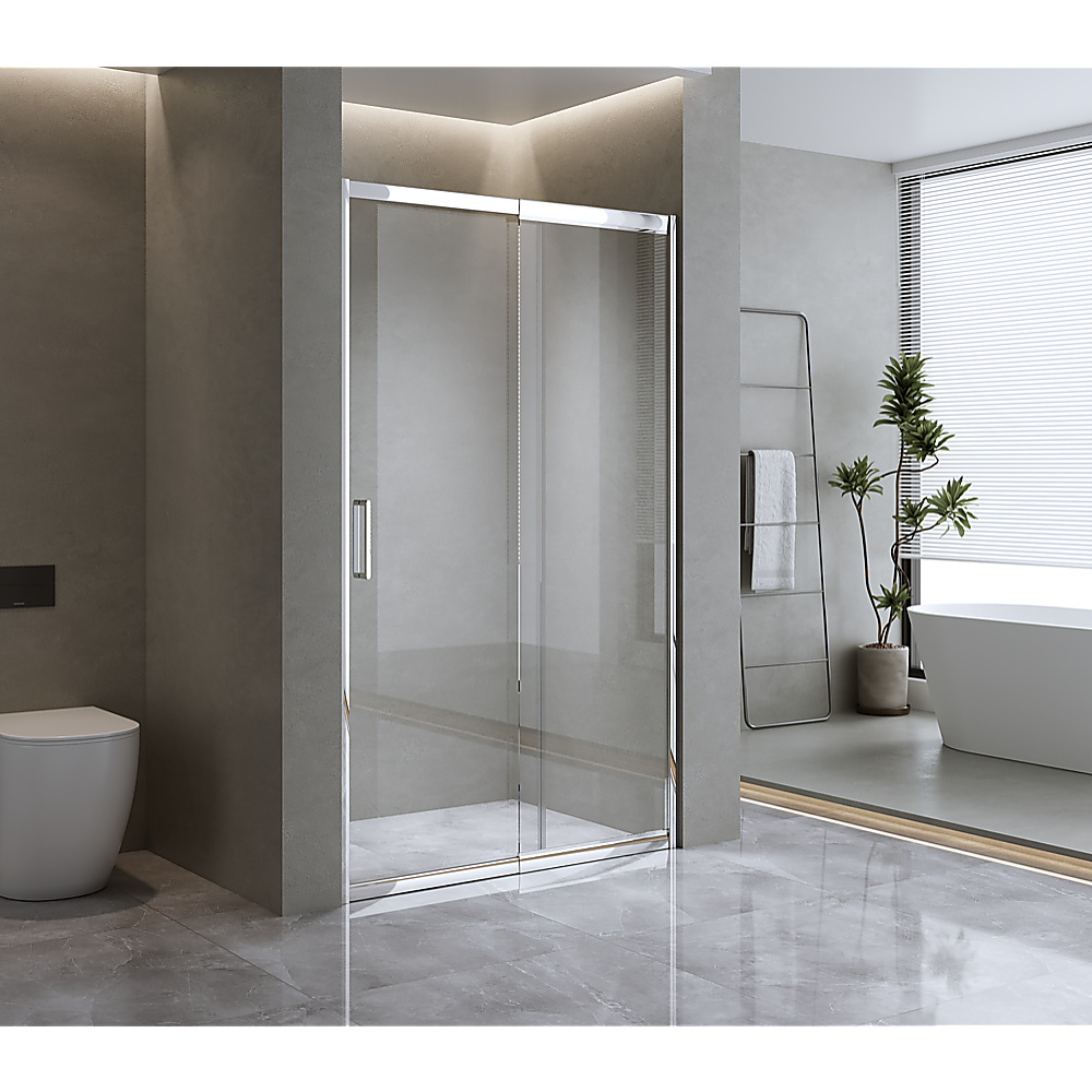 130-140cm Adjustable Wall to Wall Sliding Glass Shower Door in Chrome