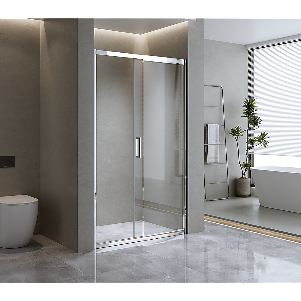 130-140cm Adjustable Wall to Wall Sliding Glass Shower Door in Chrome